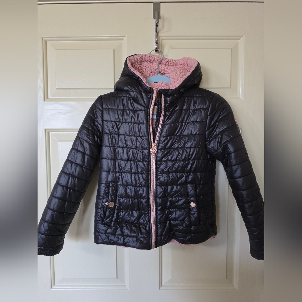 Michael Kors Girls' Puffer Jacket with Faux Fur Lining size L (10/12)